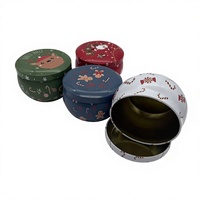 Ensemble cadeau de bougies parfumées de Noël de la marque Hongli, contenants ronds en étain, bougies en cire de soja, combustion longue durée, modèle HL-0009, Chine, Zhejiang