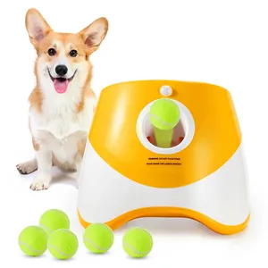 Grosir hewan peliharaan luar ruangan bola tenis otomatis peluncur anjing mainan latihan interaktif ambil bola lempar mesin