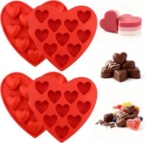 Paquete de 4 Moldes de Silicona <span class=keywords><strong>para</strong></span> Hacer Jabón Artesanal, Gelatina, Pudín, <span class=keywords><strong>Pastel</strong></span> de Chocolate y Dulces, con Forma de Corazón - Product Image 1