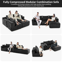 Canapé modulaire en L moderne sur mesure pour villa, avec mousse haute densité compressée sous vide et tissu en éponge, pour salon