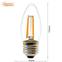 Ampoule LED SHINEU C35 en verre dépoli, culot E14, flamme décorative à pointe courbée, pour lustre, applique murale, usage résidentiel et mariage