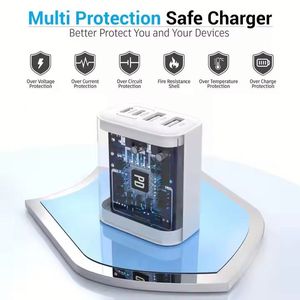 40w fast <b>charging</b> travel adapter 2a+2c mobile phone wall charger us eu uk <b>plug</b> 4 in 1 usb type c charger adapter - Product Image 6