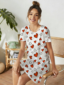 <span class=keywords><strong>Camisones</strong></span> Casuales y Cómodos para Mujer al por Mayor con Lindos Estampados de Corazones de Dibujos Animados para el Verano - Product Image 4