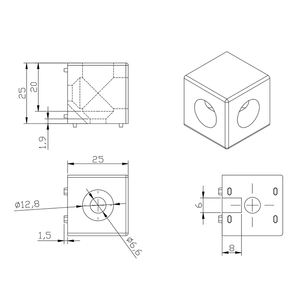 Fabricante de China 2150 25*25mm 25x25 Conector de esquina interior de 2 vías para ranura en T y perfil de aluminio con ranura en V 20 25 30 40 45 - Product Image 2