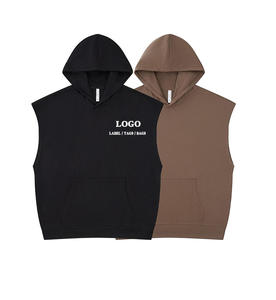 Venta al por mayor camiseta sin mangas de los hombres Casual Color sólido sin mangas con capucha de algodón Hip Hop sudadera gimnasio chaleco personalizado etiqueta privada - Product Image 1