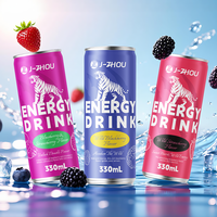Boîte de boisson énergisante à la taurine sans sucre, saveur fraise, halal, en aluminium, marque propre, OEM, étiquette privée