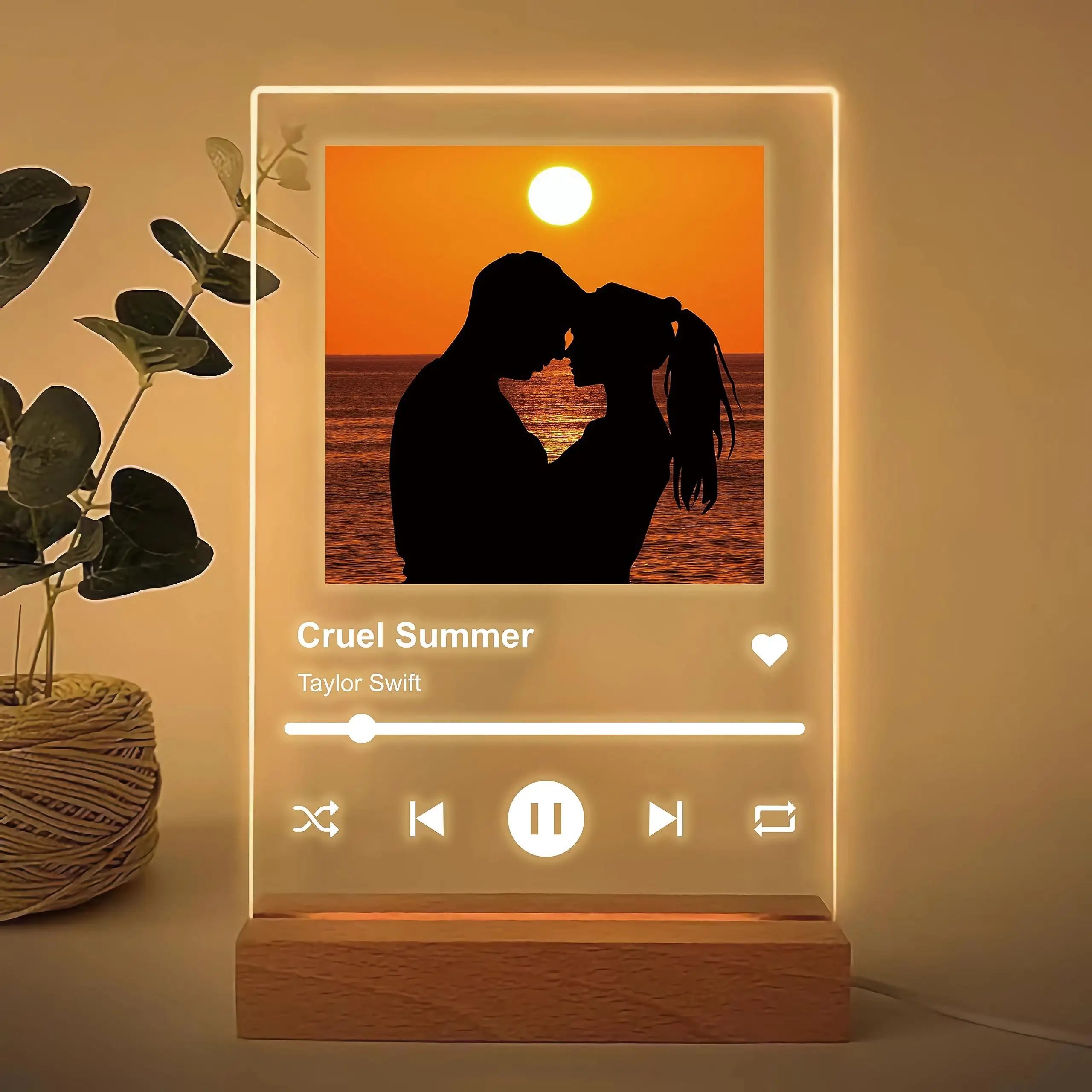 Targa con codice personalizzato Spotify foto canzone acrilica album di foto di nozze Spotify targa di musica con Base per anniversario