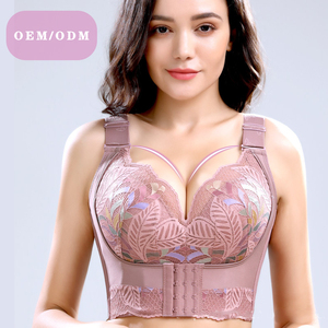 Sujetadores <span class=keywords><strong>Push</strong></span> <span class=keywords><strong>Up</strong></span> para Mujer de Encaje con Tira Ajustable y Copa Grande sin Varillas, Ropa Interior Femenina Copas C D E, Sujetador Tipo Corsé - Product Image 1