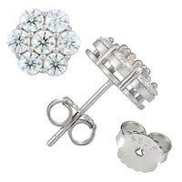 Boucles d'oreilles clous fleur en argent sterling 925 et moissanite pour femme, couleur D VVS1, taille ronde, serties de pierres, motif floral, plusieurs tailles, bijoux