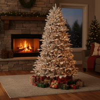 Arbre de Noël artificiel réaliste, dense, pré-éclairé, fortement floqué, blanc chaud, LED, personnalisé OEM, vente en gros