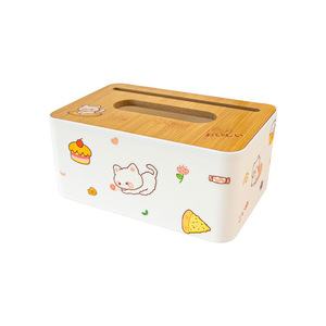 Multifunctional Wood Grain Tissue Box With Phone Stand And Mask Storage Cute Design For Home Bathroom Bedroom <b>Desk</b> Use - Product Image 3