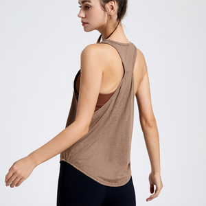 Camiseta sin mangas de yoga para mujer al por mayor, top deportivo holgado sin mangas de secado rápido y transpirable para correr - Product Image 1