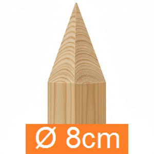 Pali in Legno di Pino Impregnato con Due Fori, Diametro 8cm, Altezza 150cm per Recinzioni a Corda - Product Image 1