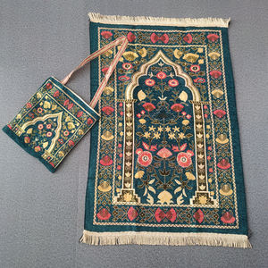 Tapis de prière islamique portable de luxe, moderne, fin, en polyester, tapis de prière de voyage avec sac, rembourré et lavable pour les musulmans - Product Image 2