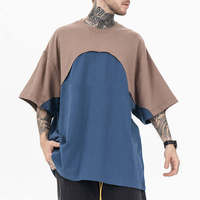 T-shirt oversize homme color block, double couche contrastée, style streetwear ample à manches courtes pour l'été