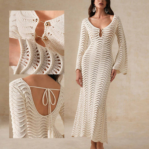 Abito da Spiaggia Lungo in Crochet Personalizzato per Donna, Protezione Solare, Copricostume in Crochet per Vacanze al Mare - Product Image 2