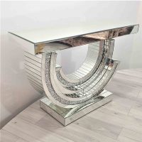 Table console de luxe moderne en MDF argenté avec miroir, mobilier de salon pour appartement – Offre Spéciale