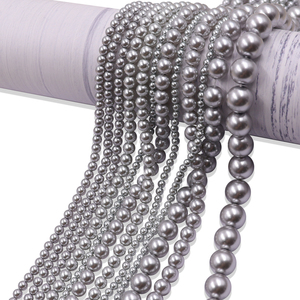 Suministros para la Fabricación de Joyas, Perlas de Imitación Sueltas, Grado 5A, Color <span class=keywords><strong>Gris</strong></span> Claro 616, Perlas Redondas con Orificio, Venta al Por Mayor en Caja - Product Image 1