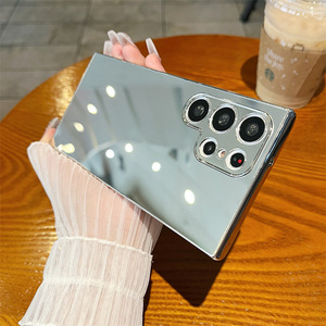 Per <span class=keywords><strong>Samsung</strong></span> <span class=keywords><strong>Galaxy</strong></span> S24 Ultra placcato specchio per trucco cellulare custodia Anti-caduta per S23 S22 S21 Plus <span class=keywords><strong>Cover</strong></span> posteriore protettiva - Product Image 5