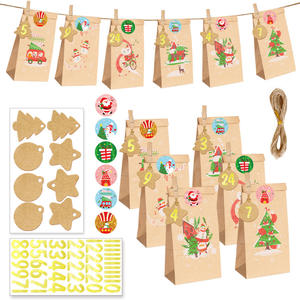 <span class=keywords><strong>Sac</strong></span> en papier de Noël calendrier de l'avent compte à rebours <span class=keywords><strong>sac</strong></span> d'emballage paquet de papier Kraft <span class=keywords><strong>sac</strong></span> cadeau décoratif avec autocollant - Product Image 1