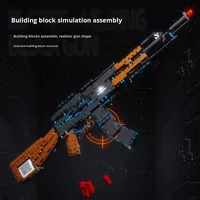 T2035-36 Jouet pour garçons, Blocs de construction à assembler, Fusil MP5, Mitraillette Gatling, en plastique ABS, Éducatif