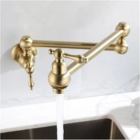 Robinet de cuisine mural en laiton brossé, à eau froide, monotrou, avec bec pliable, finition chromée, style antique