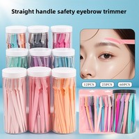 En gros, tondeuse à sourcils simple à manche droit pour débutants, en acier inoxydable, emballée en sachet, pour une épilation précise, Zhejiang