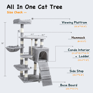 Modern Large 4-Level Cat Tree Cat Tower with Nest <b>Scratching</b> <b>Post</b> Plush Cat Climbing Frame for Indoor Cats - Product Image 3