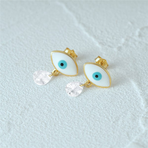 CANNER Nouveau Style Boucles d'oreilles clous en argent sterling S925 émaillées motif œil turc, plaqué or 18 carats, avec pendentif goutte d'eau œil turc bleu - Product Image 2