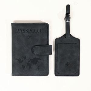 X418 <b>Passport</b> <b>Cover</b> and Luggage Tag Pu Leather Travel Wallet Card Holder Custom Logo <b>Passport</b> Holder and Luggage Tag Set - Product Image 2