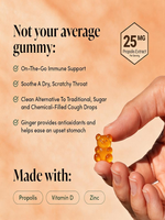 Gummies OEM Citron Gingembre 24 unités |   Soutien immunitaire naturel avec vitamine D, zinc et propolis. Déconseillé aux femmes enceintes.