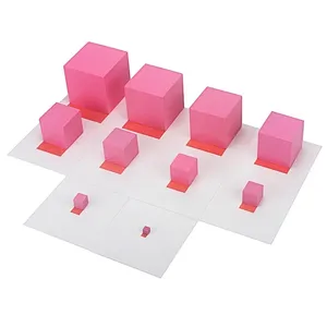 Materiais Montessori Rosa Torre com 10Pcs Stand Cartões 0.7-7CM Preschool Brinquedos Infantis Brinquedos Brinquedos Educação infantil