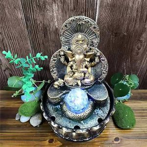 Statuen Innen wasser brunnen, Elefanten-Buddha-Statut-Tisch brunnen mit Rolling Ball, Zen-Brunnen - Product Image 4