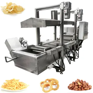 LONKIA Industrial Gas Type Chicken Fat French Fries Deep Continuous Frying Machine Potato Chips Fryer Machine For Sale