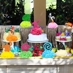 Centros de Mesa de Papel con Forma de Panal de Abeja Color Rojo Rosa, 8 Piezas, Decoraciones para Fiestas Tropicales Aloha, Centros de Mesa de Papel para Mesa Hawaiana - Product Image 5