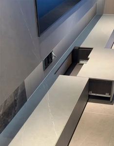 China Manufacturer Mounted Luxurious Living Room Wooden 75 Inch <b>Floating</b> Marble Dinning <b>Tv</b> <b>Cabinet</b> Fire Designs with Fireplace - Product Image 2