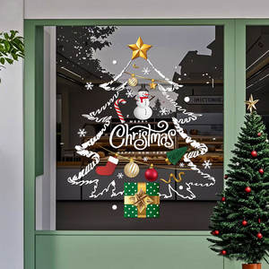 Autocollants de décoration de Noël pour le jour de l'An, autocollants statiques pour fenêtres de sapin de Noël, fleurs pour fenêtres - Product Image 3