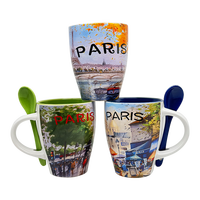 Série de saisons colorées 340ml Tasses en céramique Design classique avec souvenirs et cuillères attrayants en boîte pour les fêtes et les visites
