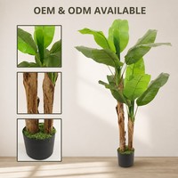 Plante de bananier artificielle de 1,5 m avec feuilles en PEVA, troncs doubles en PE, plante artificielle en pot pour décoration intérieure