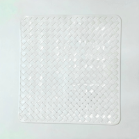 Tapis de bain carré YIJU 50x50cm en PVC solide, antidérapant, antibactérien, écologique, avec ventouses et trous de drainage pour salle de bain et douche