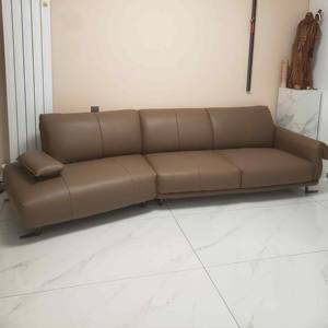 थोक वास्तविक चमड़े का आकार आधुनिक सोफे भूरे रंग का लाउंज सोफा चमड़े के फर्नीचर कोने सोफे - Product Image 6