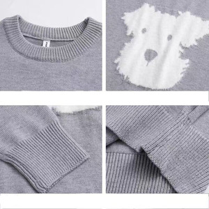 Pull en maille à col rond pour homme, manches longues, coupe ample, anti-boulochage, décontracté, avec motif d'ours - Product Image 3