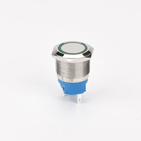 Tombol Tekan Tahan Air IP65 Baja Tahan Karat 19mm 12/24V 5 Pin ON-OFF Sakelar Daya LED dengan Soket