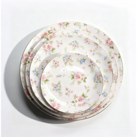 Juego de Platos de Cerámica con Diseño de Flores Primaverales, Platos Planos de Porcelana de 8, 10 y 12 Pulgadas para Hogar, Restaurante y Fiestas