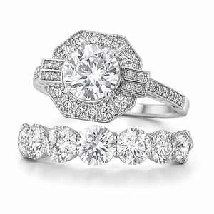 Anillo de circonita cúbica de una sola fila para mujer, conjunto de joyería para parejas de boda - Product Image 1