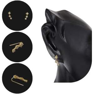 Ensemble de bijoux romantiques Luna E Stelle plaqué or en alliage avec collier et boucles d'oreilles pendantes en zircon pour femmes - Product Image 3