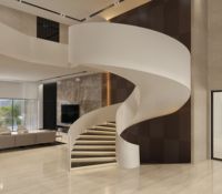 Escalier incurvé en marbre pour intérieur de maison, escalier incurvé en pierre naturelle, escalier en marbre blanc, grand escalier