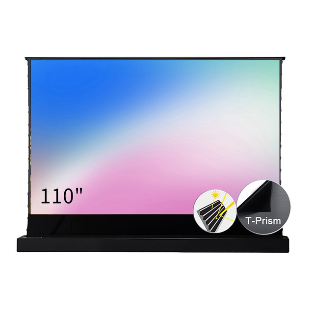 R 110 Inch Electric Tension Floor Rising Ust Alr T Prism Projection Screen for Ultra Short Throw Laser 4k Projector Screen