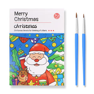 <span class=keywords><strong>Libro</strong></span> da Colorare A.Ni Buon Natale con Graffiti, 15 Pagine, Carta per Acquerelli, Regalo Scolastico, Giocattolo Educativo per Asilo, <span class=keywords><strong>2</strong></span> Pennelli - Product Image 2