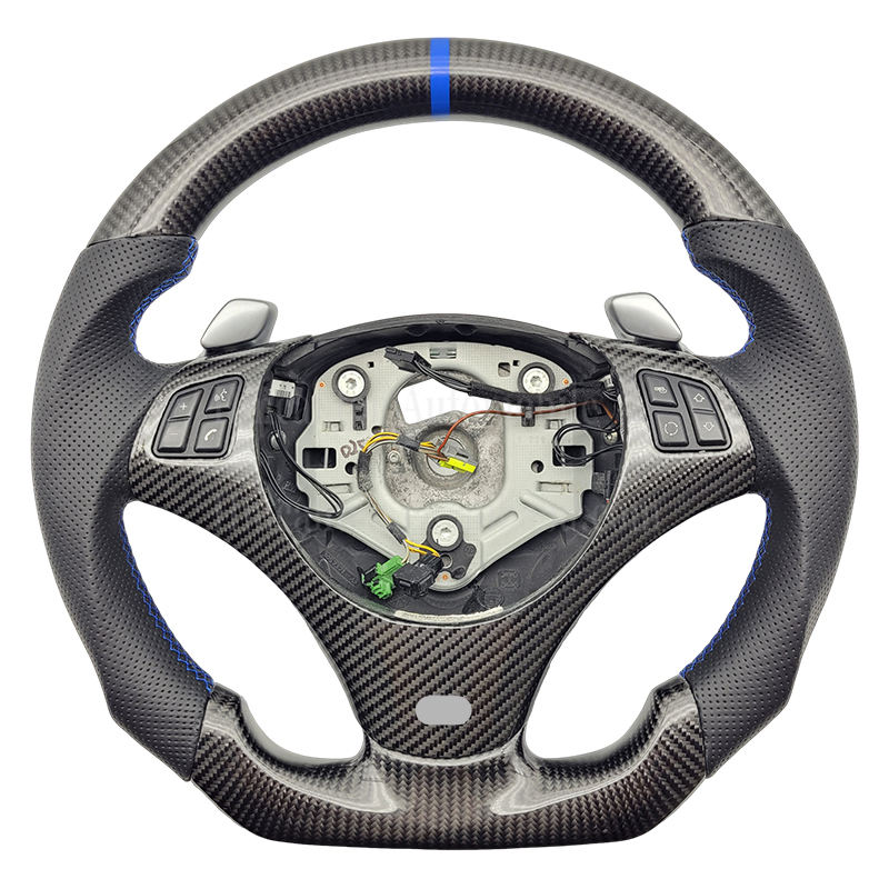 With holes+carbon fibre+alcantara+blue stripe+blue Stitching